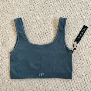 NEW Set Active Slate Box Cut Sports Bra